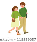 Illustration of a couple holding hands on a date Illustration of a couple holding hands on a date 118859057