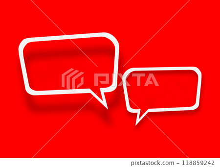 Empty transparent balloon paper speech bubble shape against red background. Empty transparent balloon paper speech bubble shape against red background. 118859242