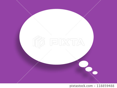 Empty white paper in the shape of speech bubbles against a purple background. 118859488