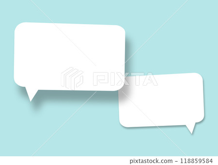 Empty speech balloon shape white paper isolated on light blue background communication bubbles. Empty speech balloon shape white paper isolated on light blue background communication bubbles. 118859584