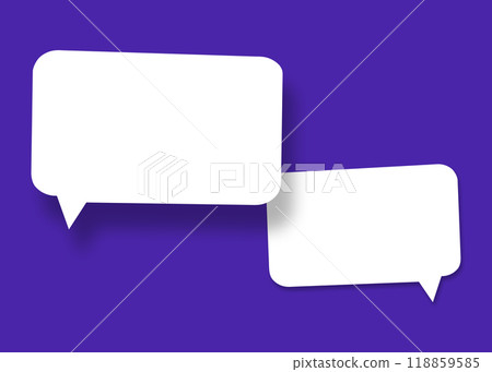 Empty speech balloon shape white paper isolated on blue background communication bubbles. Empty speech balloon shape white paper isolated on blue background communication bubbles. 118859585