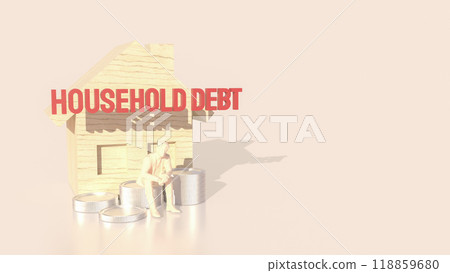 The house icons and text Household debt for real estate or property concept 3d rendering. The house icons and text Household debt for real estate or property concept 3d rendering. 118859680