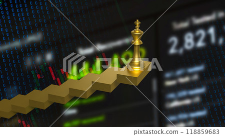 The Gold king chess on stair for Business concept 3d rendering. 118859683