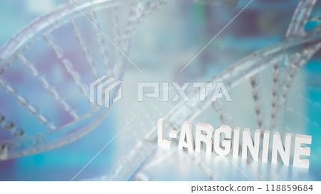 The l arginine text on DNA background  for medical and sci concept 3d rendering. 118859684