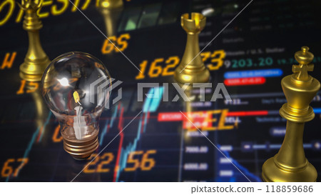 The light bulb  and chess for idea or business concept 3d rendering. 118859686