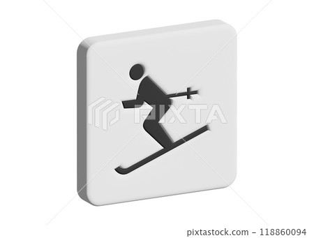 Ski resort pictogram, sign, guide symbol, signboard 3D illustration 118860094