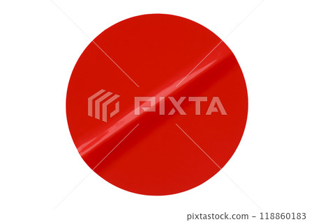 Separate shiny red circle sticker on white background. Separate shiny red circle sticker on white background. 118860183