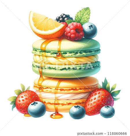 3d macaron with berries  118860666