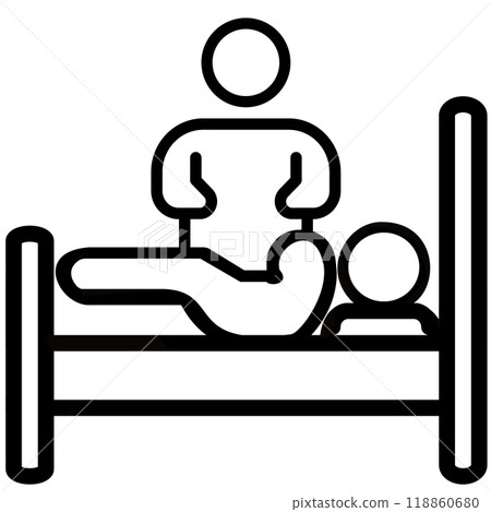 Simple illustration of diaper changing for hospitals and elderly care facilities 118860680