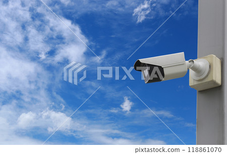CCTV tool on blue sky background. 118861070