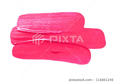 Vibrant pink paint stroke on a clean isolated on white Background and have clipping paths. Vibrant pink paint stroke on a clean isolated on white Background and have clipping paths. 118861248