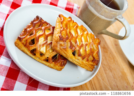 Image of fresh puff cakes with goat cheese at plate Image of fresh puff cakes with goat cheese at plate 118861656