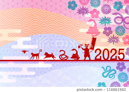 蛇新年賀卡生肖背景 118861982