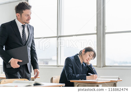 A lethargic high school student and an appalled teacher 118862474
