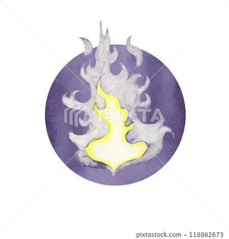 九紫火星九星 Kisho 星座運勢占星學圖示水彩插圖 118862673