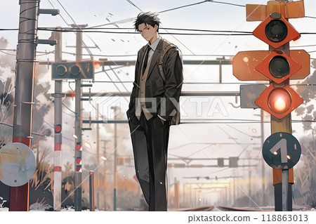 Young man standing at the crossroads 118863013