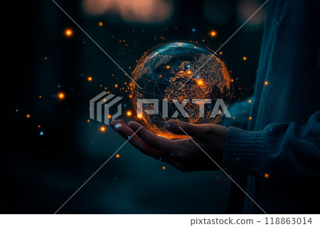 Glowing Earth in the palm of your hand 118863014