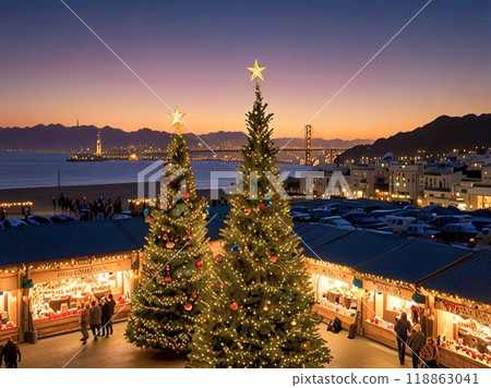 Christmas market in the town with the big bridge 118863041