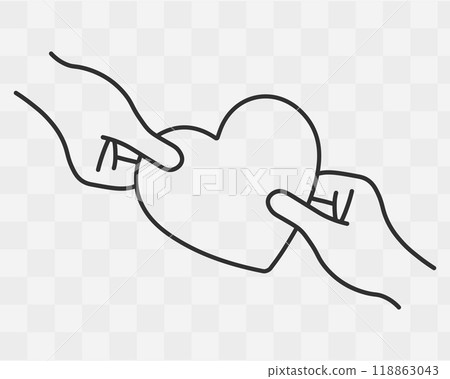 Love romance heart and hand icon symbol. Happy valentine day gift logo sign. Vector illustration image. Isolated on background.  118863043