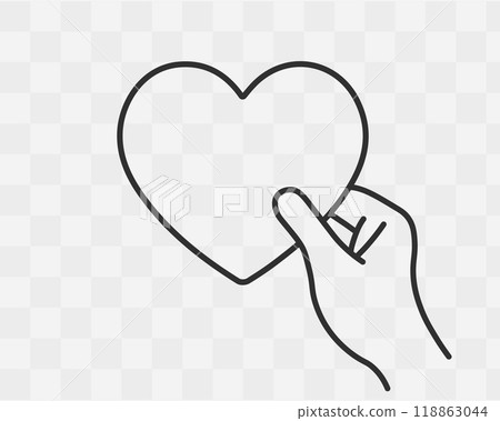 Love romance heart and hand icon symbol. Happy valentine day gift logo sign. Vector illustration image. Isolated on background. Love romance heart and hand icon symbol. Happy valentine day gift logo sign. Vector illustration image. Isolated on background. 118863044