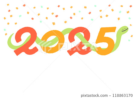 2025 Snake passing through the numbers of the Gregorian calendar New Year's card material Reiwa 7 Confetti 2025 Snake passing through the numbers of the Gregorian calendar New Year's card material Reiwa 7 Confetti 118863170