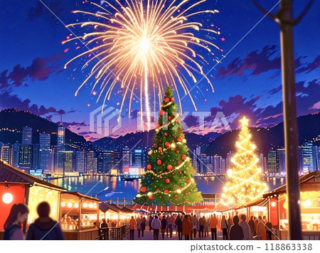 香港聖誕市集煙火 香港聖誕市集煙火 118863338