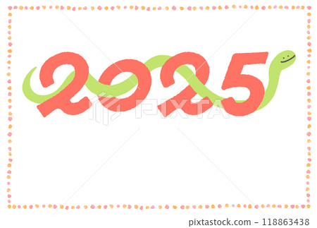 2025 Snake passing through the numbers of the Gregorian calendar New Year's card material Polka dot pattern 118863438