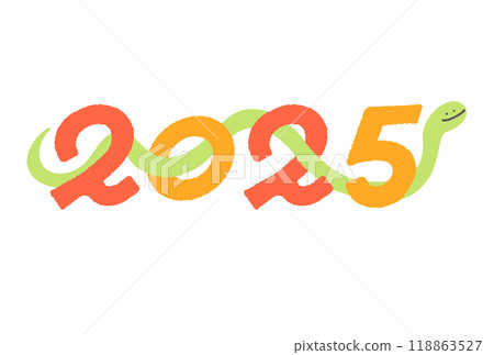 2025 A snake passing through the numbers of the Gregorian calendar New Year's card material 118863527