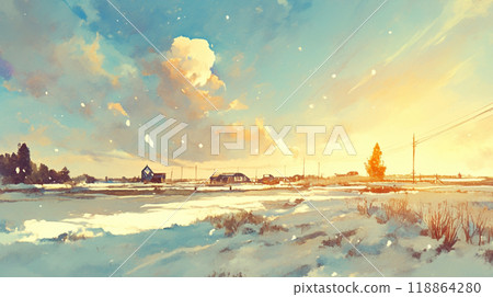 Morning winter scenery 118864280