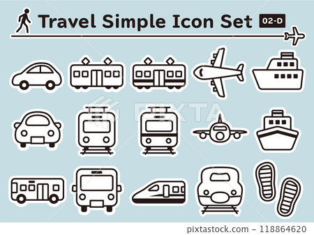 簡單可愛的旅行貼紙風格圖示集02-D 118864620