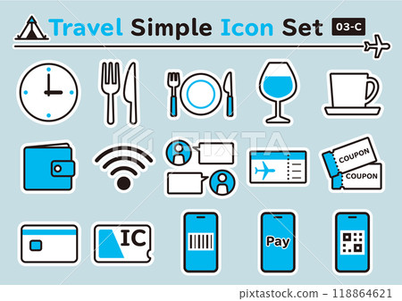 Simple and cute travel sticker-style icon set 03-C Simple and cute travel sticker-style icon set 03-C 118864621