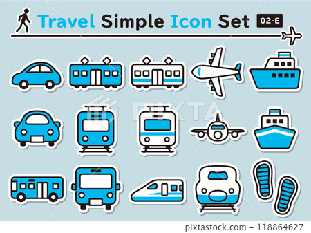 Simple and cute travel sticker-style icon set 02-E Simple and cute travel sticker-style icon set 02-E 118864627