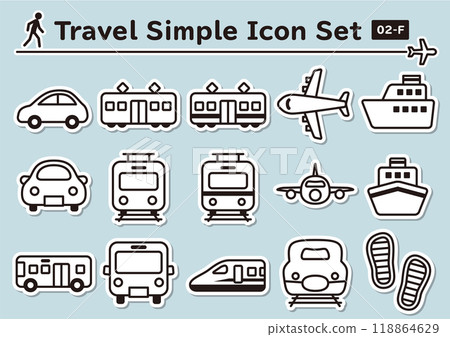 Simple and cute travel sticker-style icon set 02-F 118864629