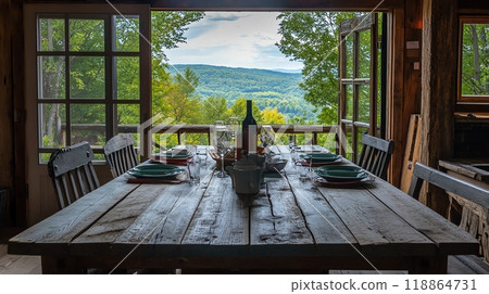 Dining area with nature view Dining area with nature view 118864731