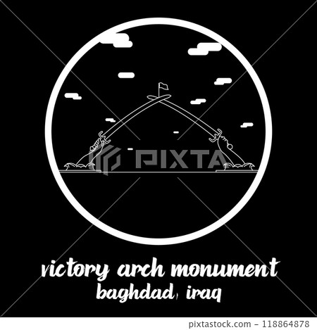 Circle Icon Victory Arch monument. vecor illustration 118864878