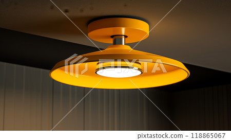 Yellow lamp in a stylish interior. 118865067