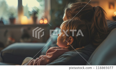 Mom hugs her son. 118865077