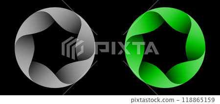Abstract color circles like eco concept logo or icon. Abstract spiral swirl dynamic optical illusion. 118865159