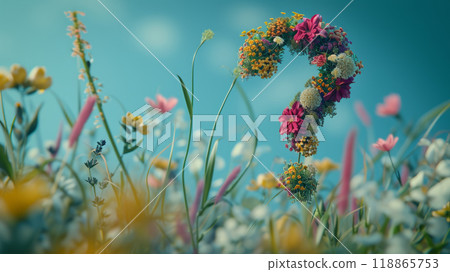 Question mark made from flowers Question mark made from flowers 118865753