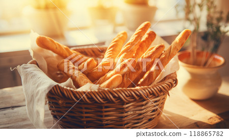 Basket with breadsticks 118865782