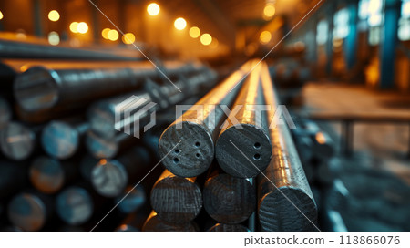 Steel blanks in the shape of cylinders. 118866076