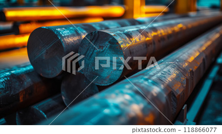 Steel rods in production. 118866077