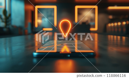 Glowing geolocation icon. 118866116