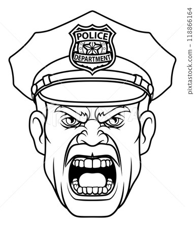 Policeman Angry Police Man Cartoon Character Cop 118866164