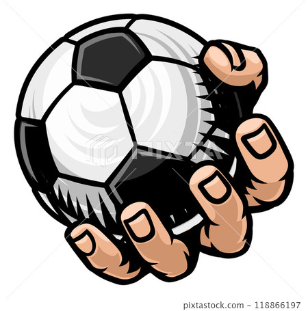 Mascot Person Hand Holding Soccer Football Ball 118866197
