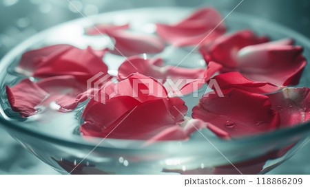 Rose petals in a bowl of water. 118866209