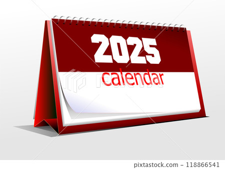 Color 3d vector illustration of desk calendar. 2025. 118866541