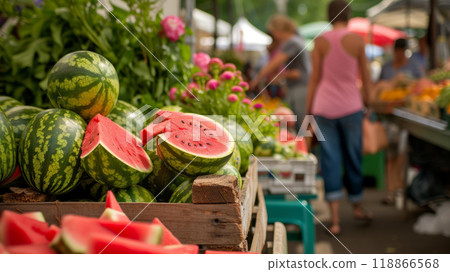 Ripe watermelon at the market 118866568