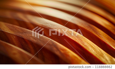 Macro photo of wooden teeth on a comb 118866662