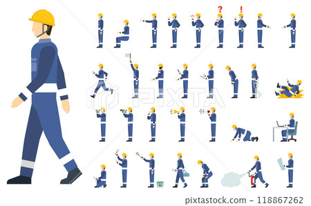 Flat illustration: worker side set Flat illustration: worker side set 118867262